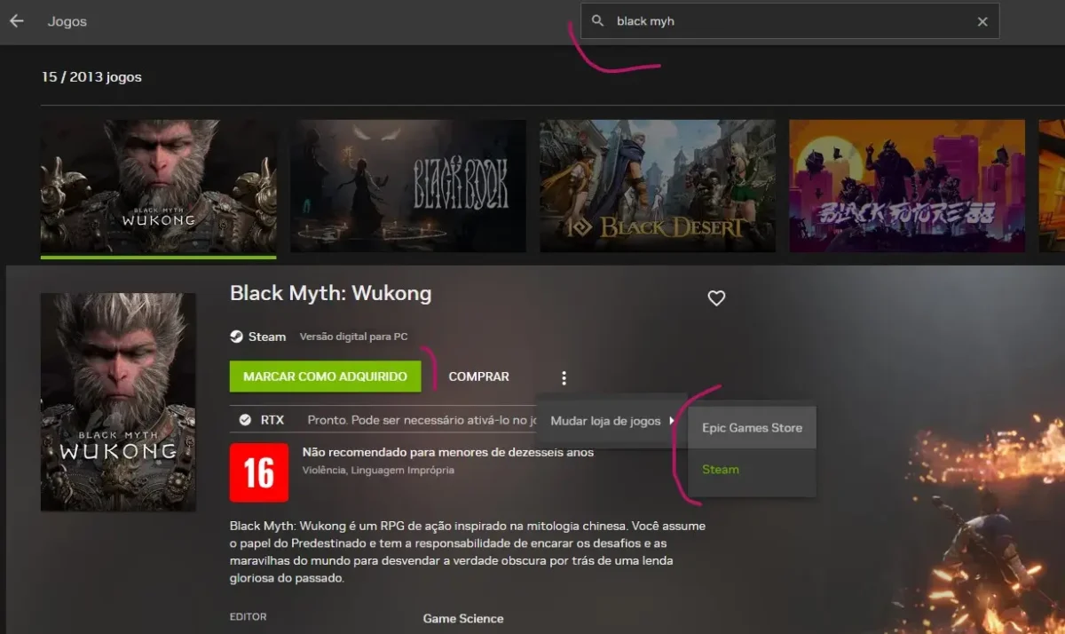 black myth wukong pc frac spec low nvidia geforce now adquirido