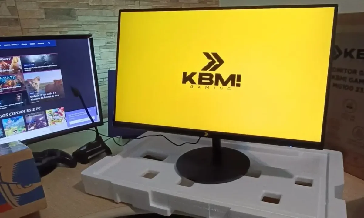 monitor gamer kbm gaming mg100 24 unboxing imagem 002