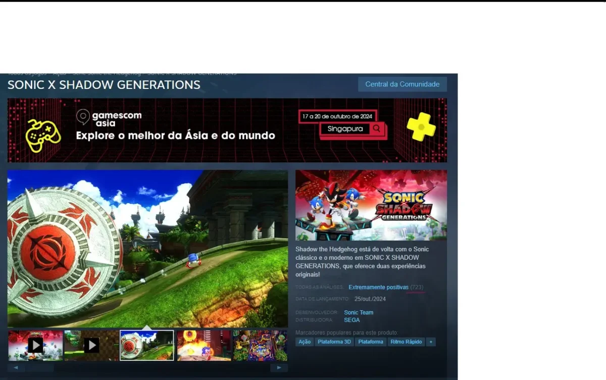 sonic x shadow generations analises positivas steam jogo