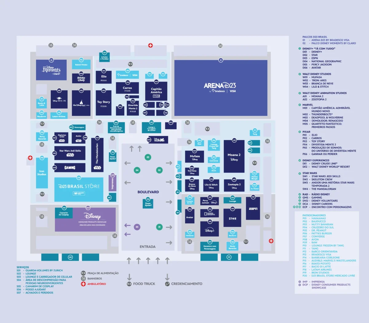 Mapa Oficial dos Estandes do D23 Brasil