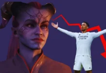 Personagem do jogo Dragon Age: The Veilguard e personagem do EA Sports FC 25 em destaque