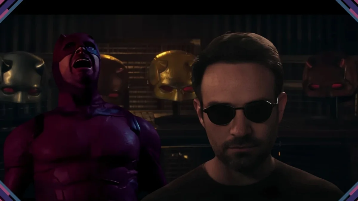 "Demolidor: Renascido" a imagem exibe Matt Murdock e seu alter-ego demolidor